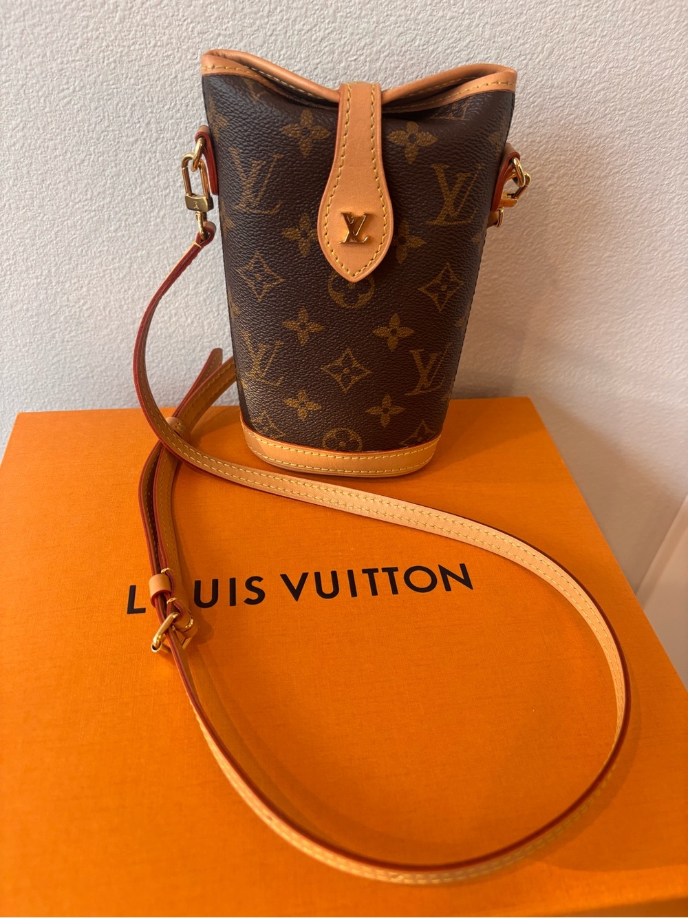 Louis Vuitton Monogram Mini Bucket Crossbody in Brown and Tan Vachetta